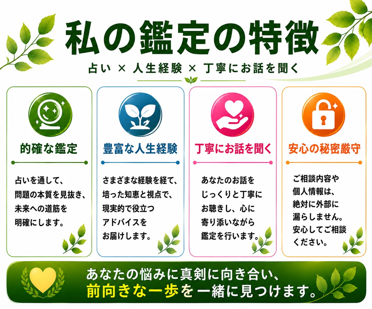 占いだけではなく、誰も言ってくれないことを伝えます 「占い＋人生経験」であなたの迷いを整理します イメージ5