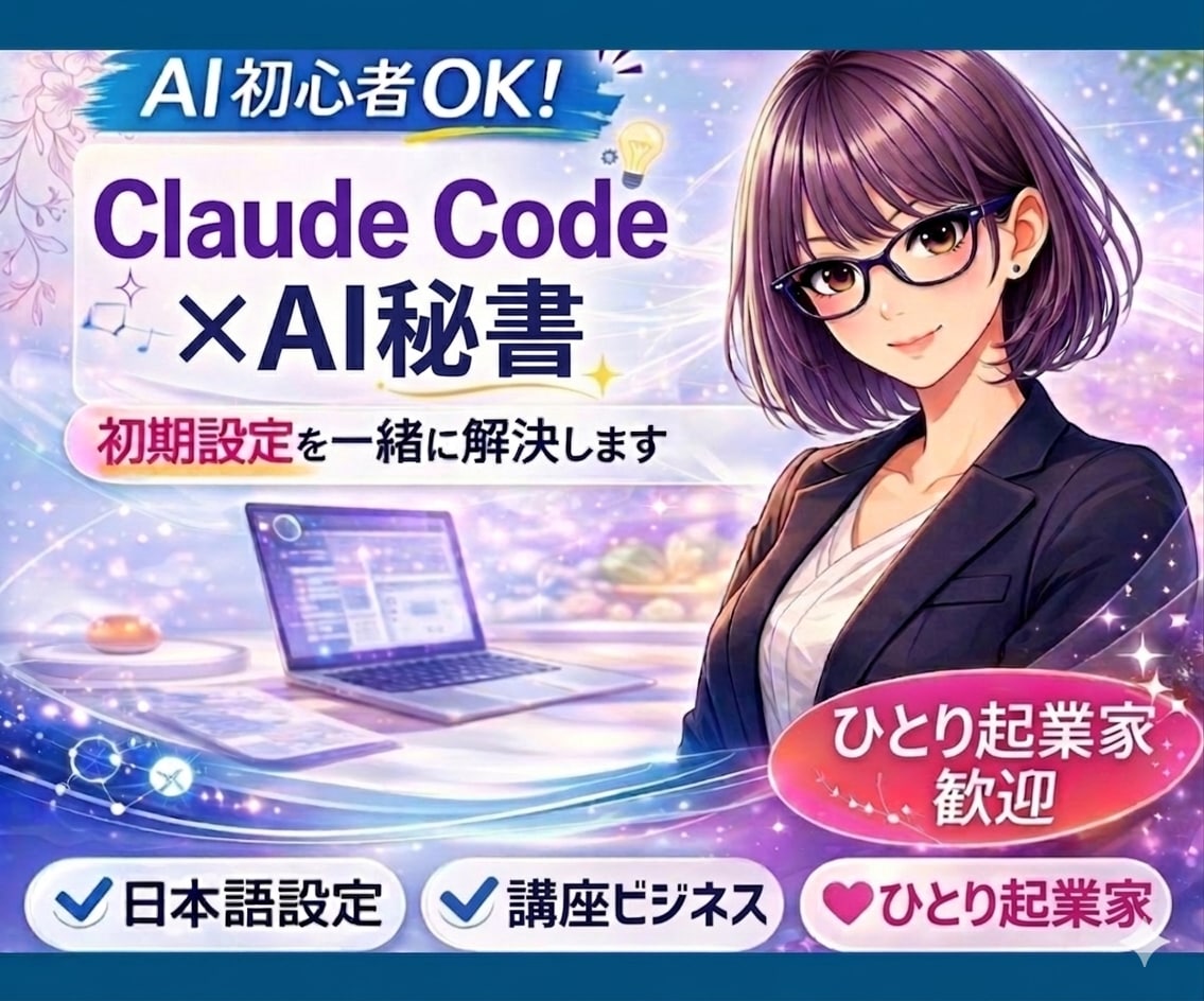 即使えるClaude CodeAI秘書を導入します 初心者。非エンジニア向け。画面を見ながら丁寧にサポートします イメージ1