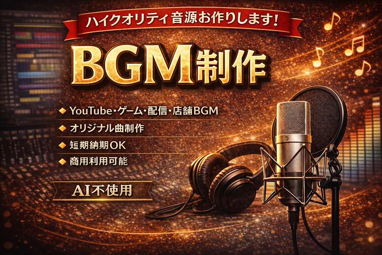 イメージ通りのBGMを制作します サウンドの質感、音色などにこだわって制作します。 イメージ1