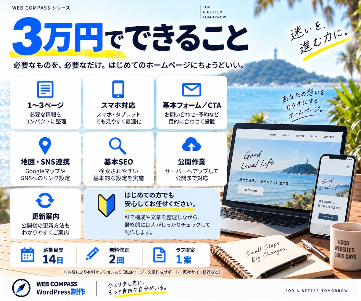 迷いを整理！必要なホームページを3万円で形にします HP制作の迷いを整理して『次にやること』から制作まで進めます イメージ2