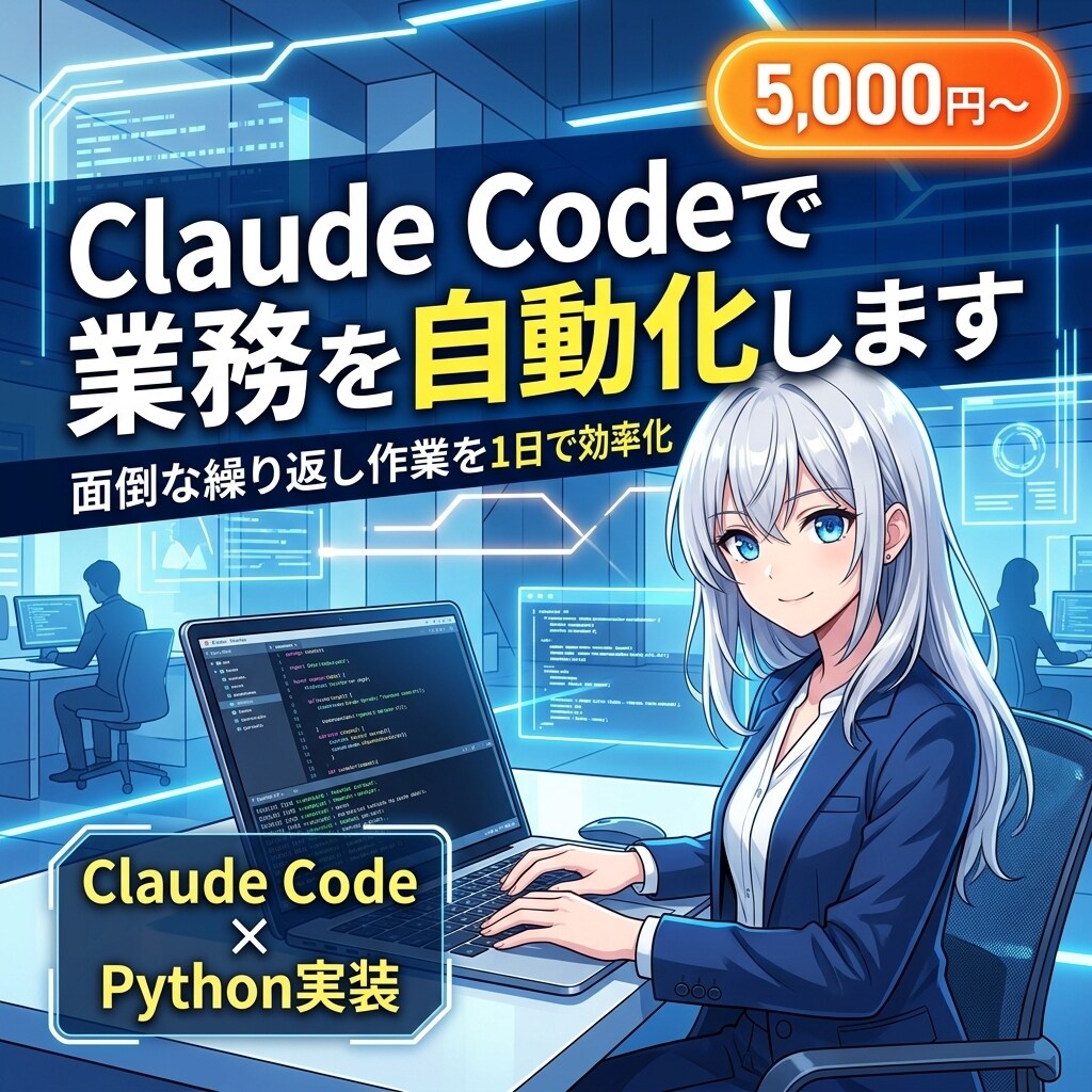 Claude Codeで業務自動化ツール作ります 面倒な繰り返し作業を1日で効率化。即日着手・継続運用可 イメージ1