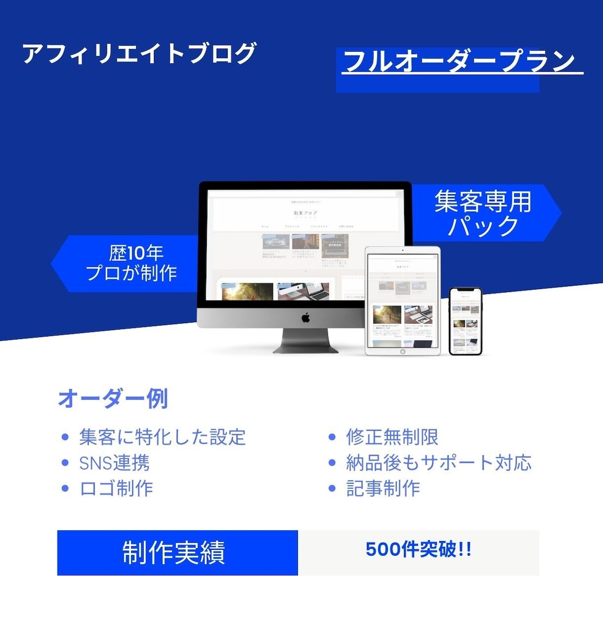 歴10年が本気のアフィリブログ制作します 収益化設定を全て詰め込んだ状態で納品の最強プラン イメージ1