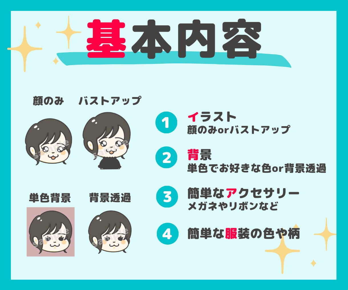 ゆるい似顔絵アイコン作成します Twitter・Instagram・ブログ・Youtubeに イメージ2