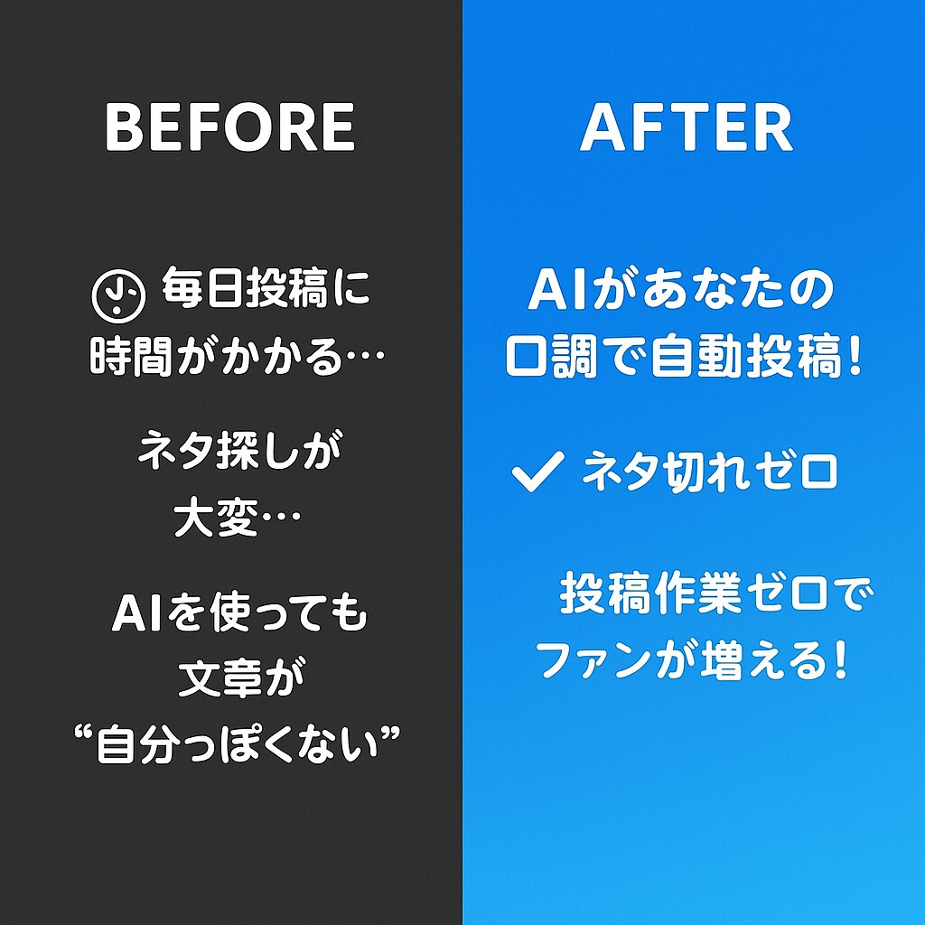素材からX投稿を自動生成するAIを作ります ファンが増える「あなたらしい投稿」をAIが自動作成 イメージ3