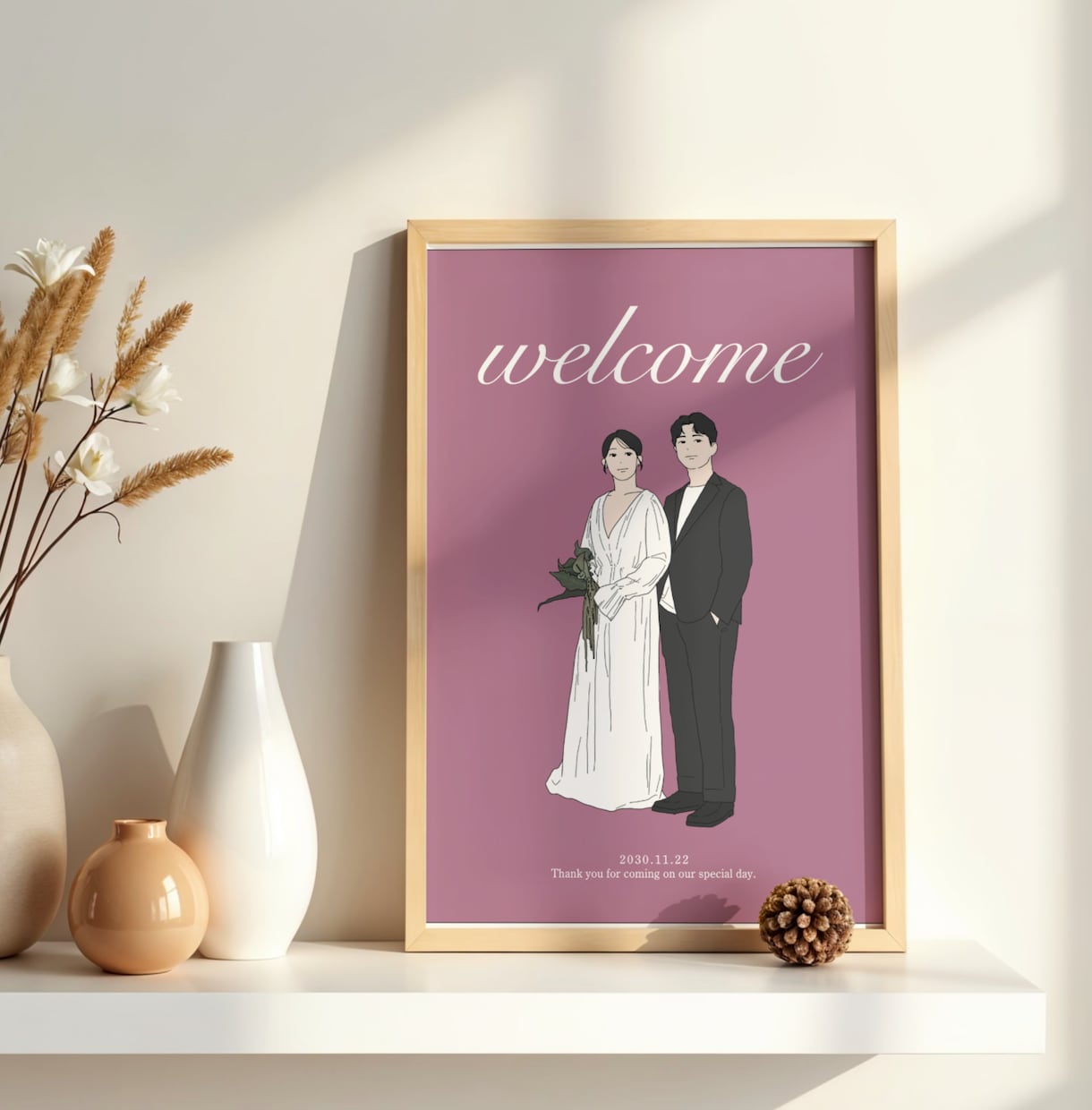 ナチュラルな結婚式ウェルカムボード描きます 結婚式後も飾りたくなる一枚を｜データ納品 イメージ1