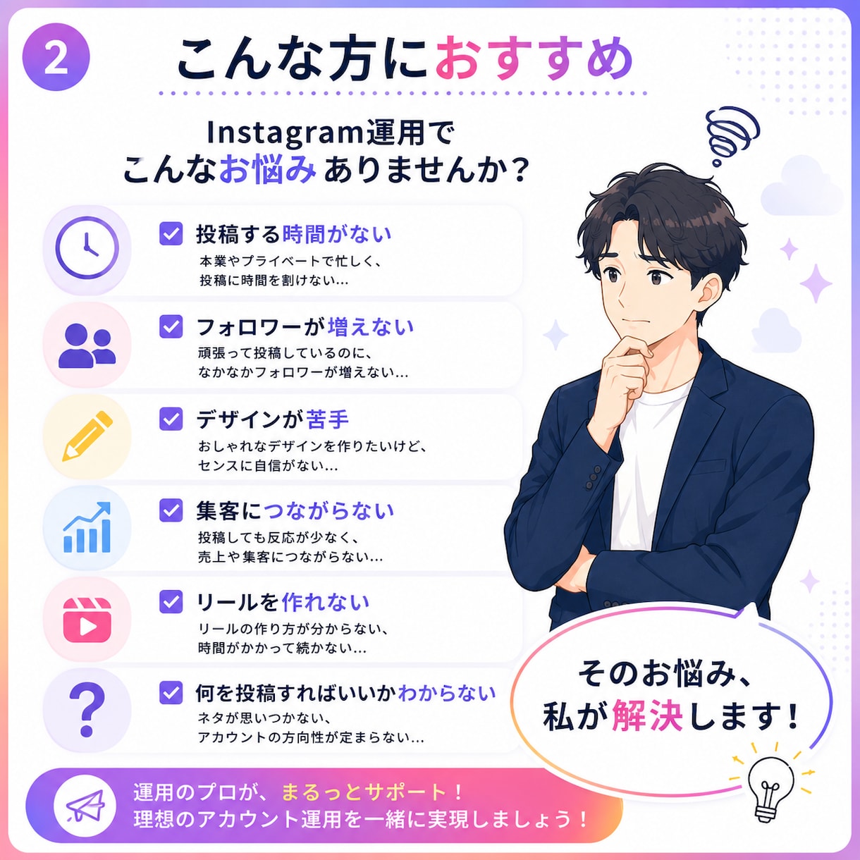 1ヶ月　Instagram運用代行、投稿代行します 丁寧な設計と実践力で、伸びる運用を伴走します イメージ2