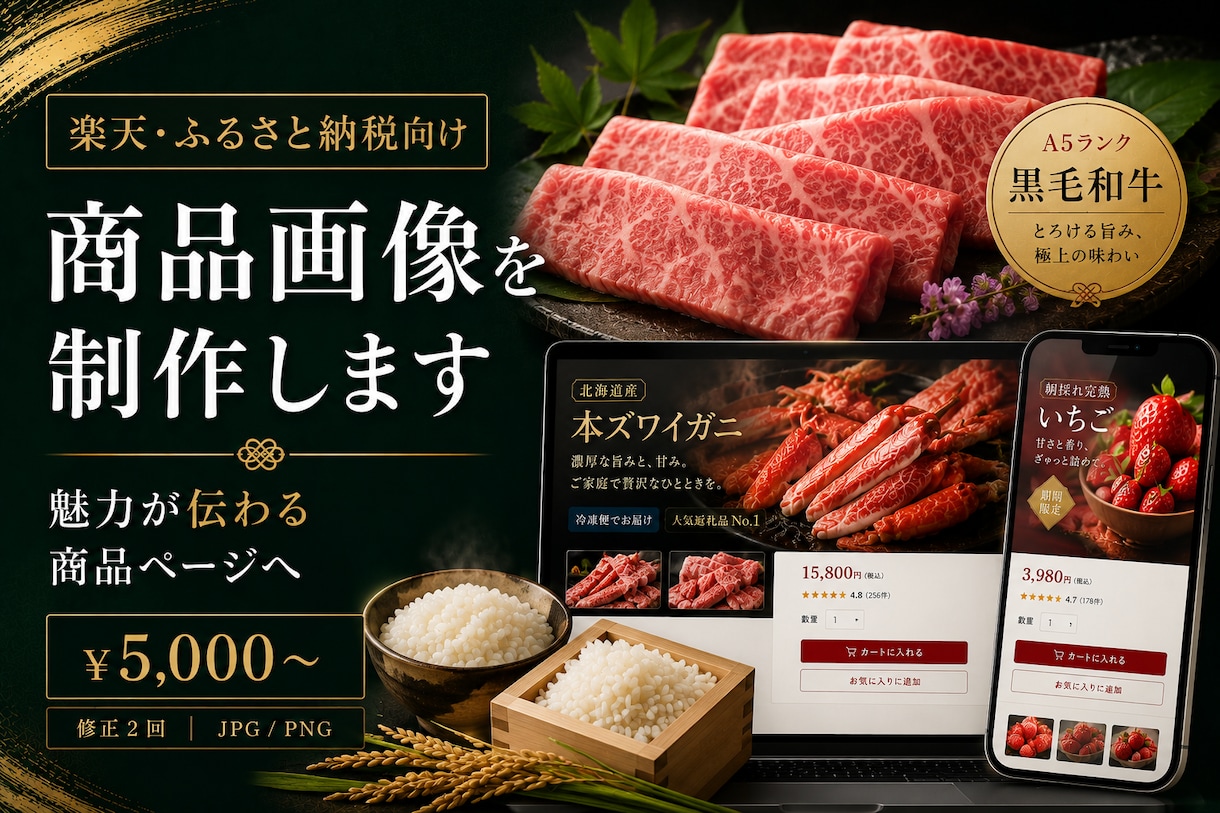 楽天・ふるさと納税EC商品画像をデザインします ふるさと納税・楽天で差が出る商品画像を代行制作 イメージ1