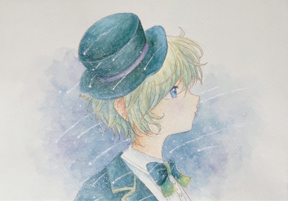 優しく温かみのあるファンタジーなイラストを描きます 透明水彩で優しく温かみのある横顔のイラスト。 イメージ4