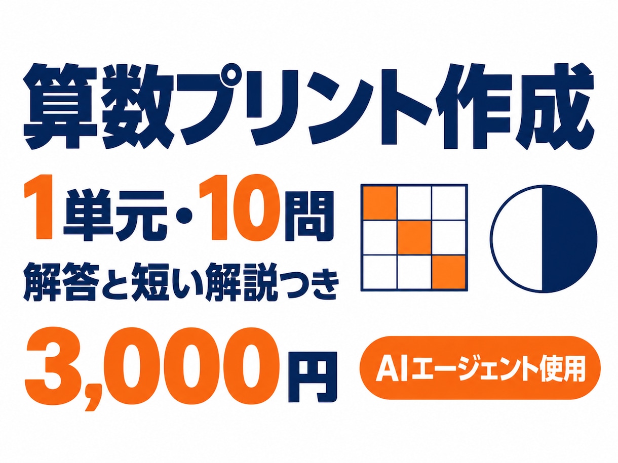 算数の復習プリントと解答を作成します 1単元・10問／解説付きWord・PDF イメージ1