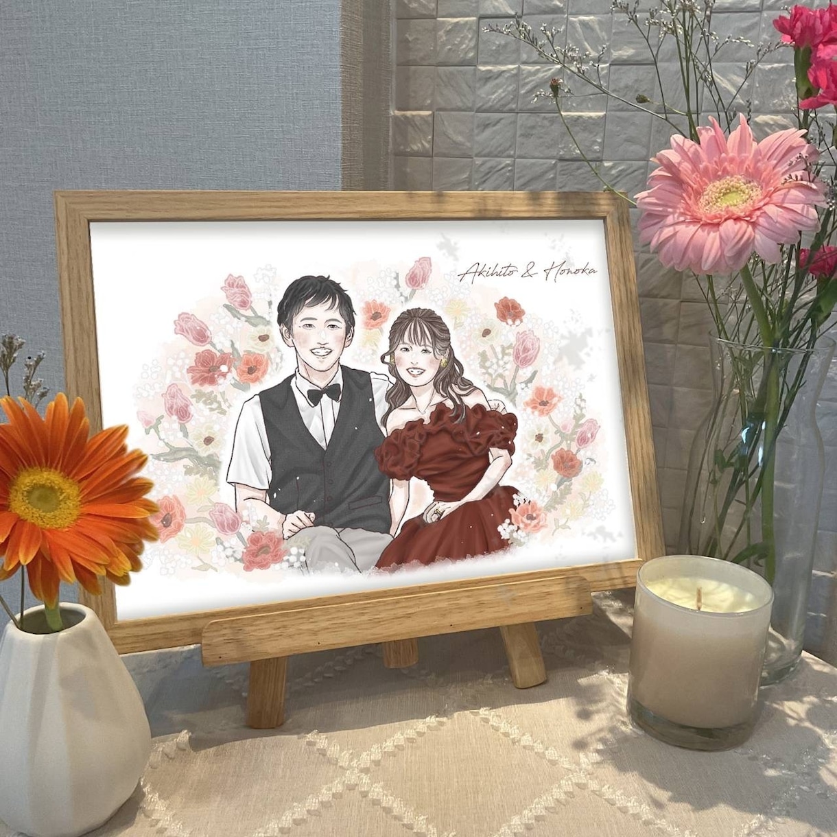 お花のような繊細で上品なイラストをお描きします 結婚式/似顔絵/ウェルカムボード/水彩風/ウェディング イメージ1