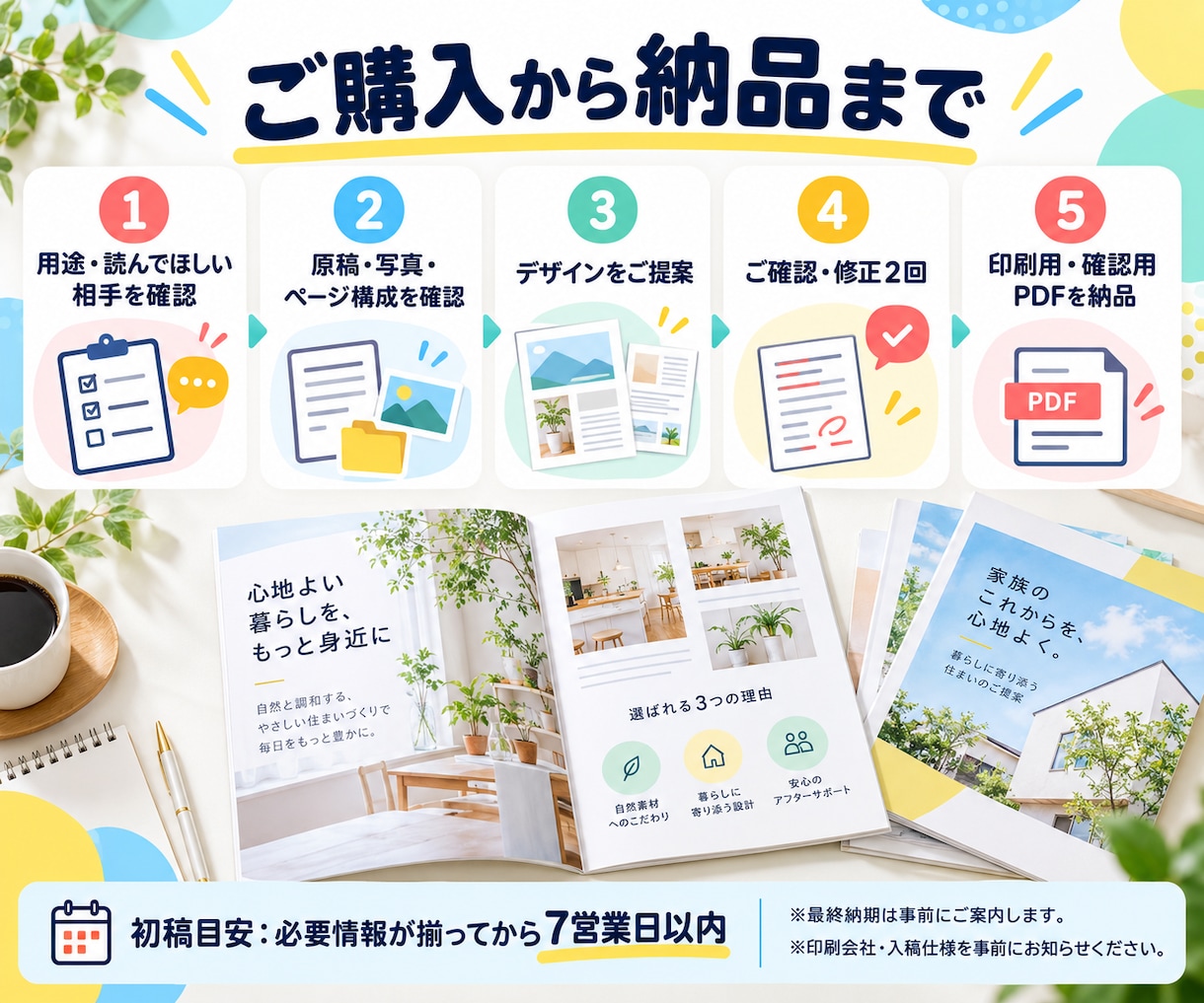 店舗・会社紹介パンフレットを制作します A4二つ折り4ページ｜特徴・サービス・相談先を整理 イメージ5