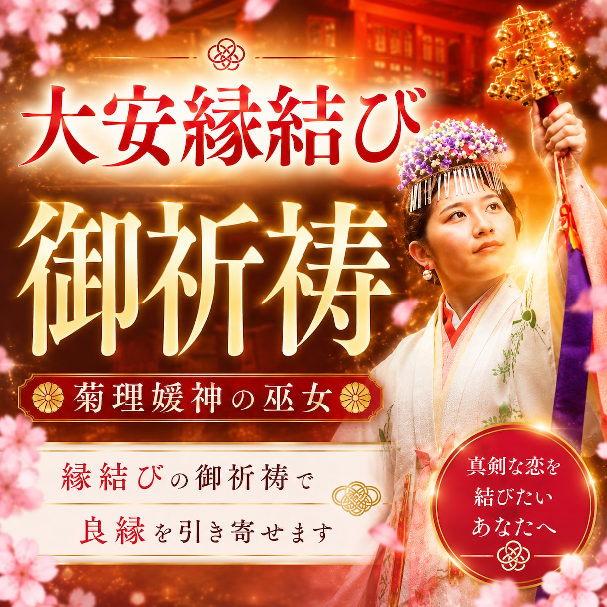 良縁成就のご祈祷を心を込めていたします 占い/強力縁結び/霊視/ツインレイ/不倫/あなたを好きな人 イメージ1