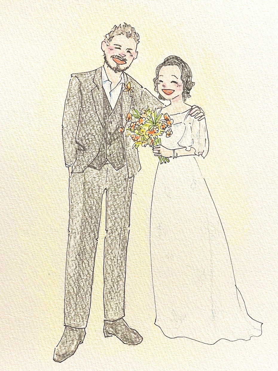 ふんわり似顔絵♡手描きのウェルカムボード描きます 【原画を納品！】世界でたった1枚の可愛い似顔絵 イメージ2