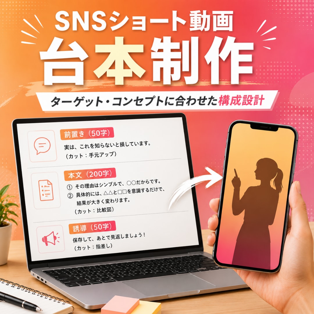 SNSショート動画の台本制作します リサーチから尺配分・テロップ・誘導まで一気通貫で台本化。 イメージ1