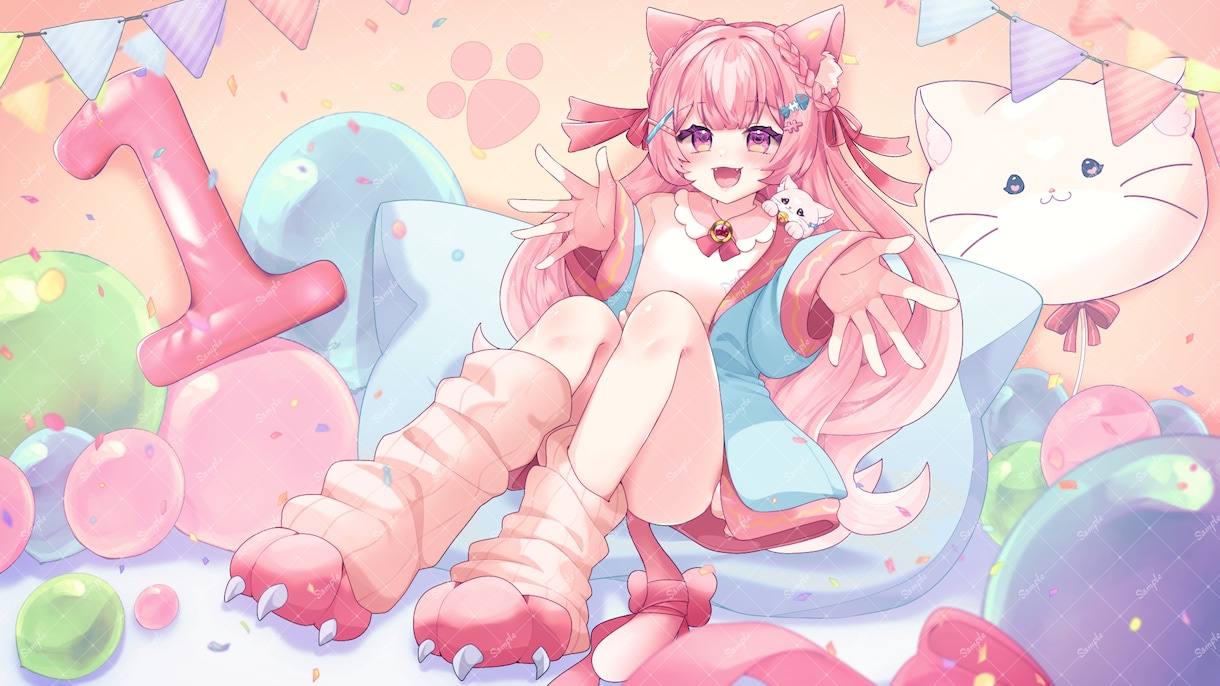 商用利用無料♪華やかでかわいいイラストお描きします Vtuber・フラスタ・応援広告等、幅広く対応してます◎ イメージ1