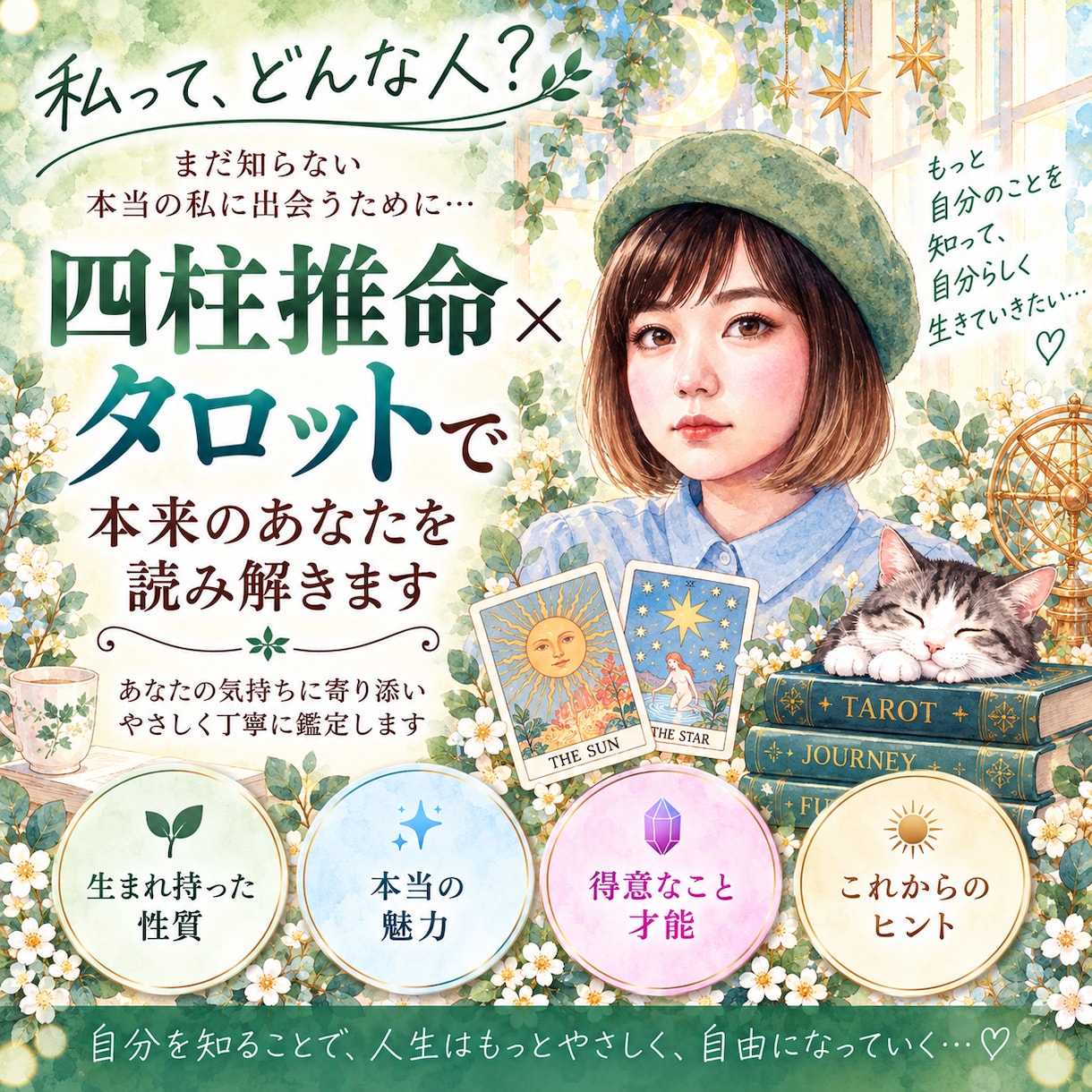 四柱推命×タロットで「本来のあなた」を読み解きます 「私ってどんな人？」生まれ持った自分と今の自分を知る鑑定 イメージ1