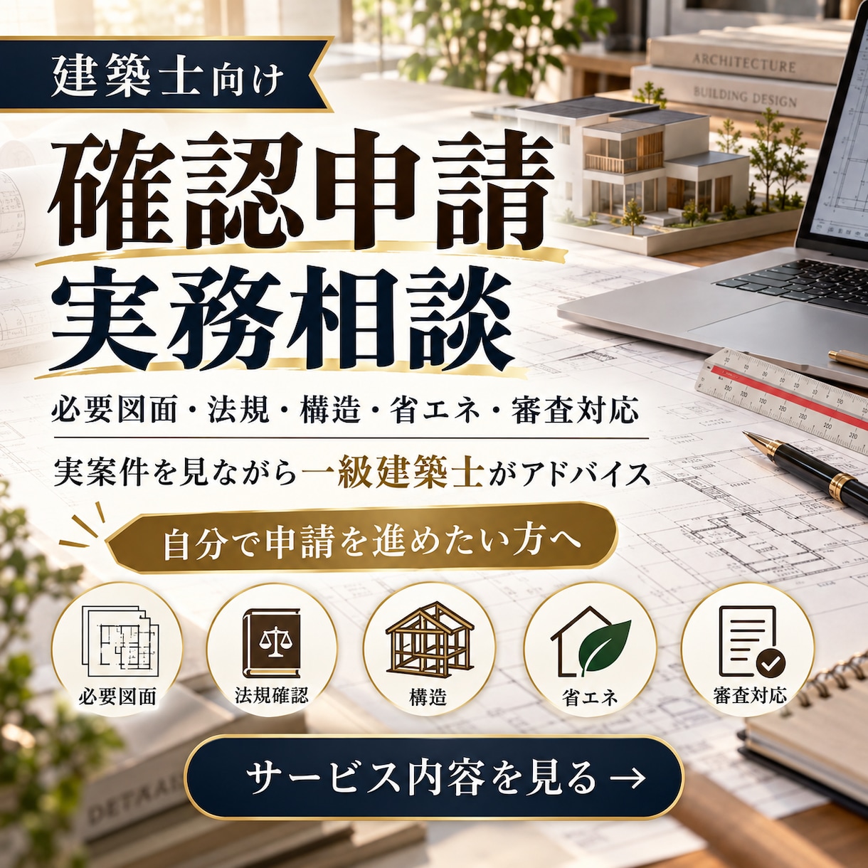 建築士向けに確認申請添削や実務サポートをします 必要図面・法規・構造・省エネを実務目線でアドバイス イメージ1