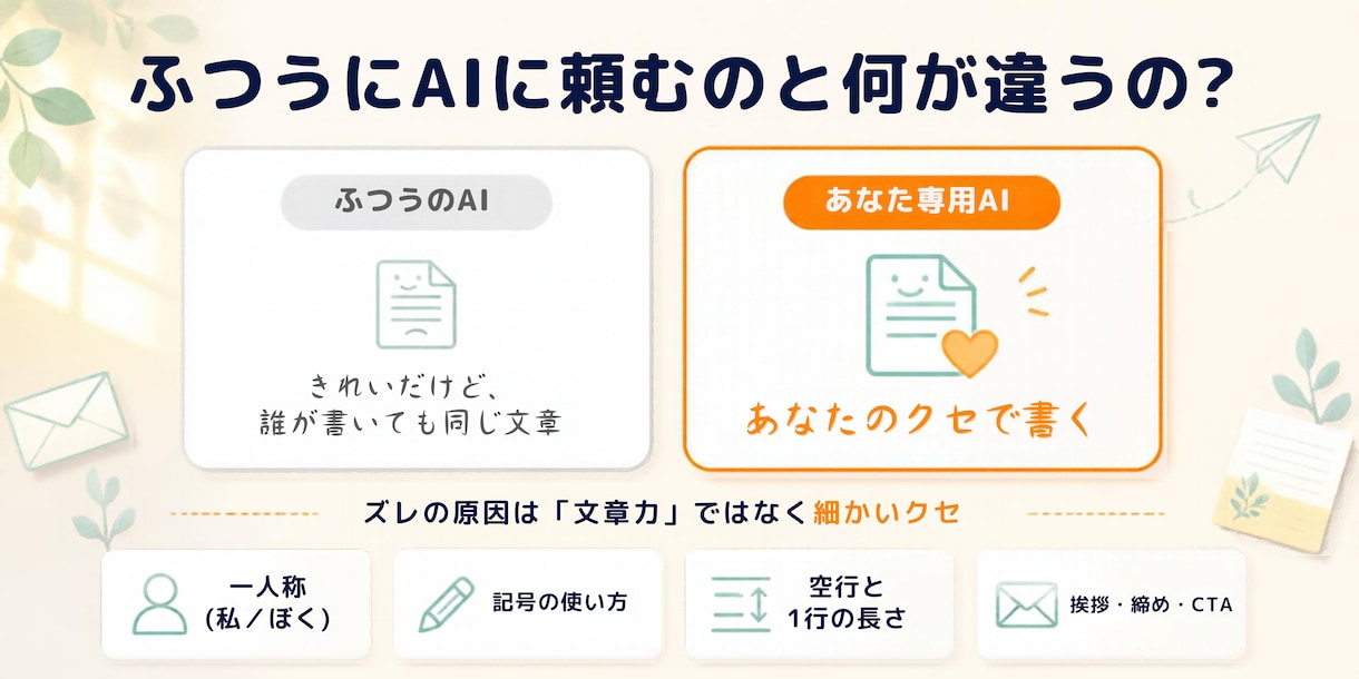 Claude・ChatGPTでメルマガAI作ります ネタを送るだけで、あなたっぽい下書きが出てきます イメージ4