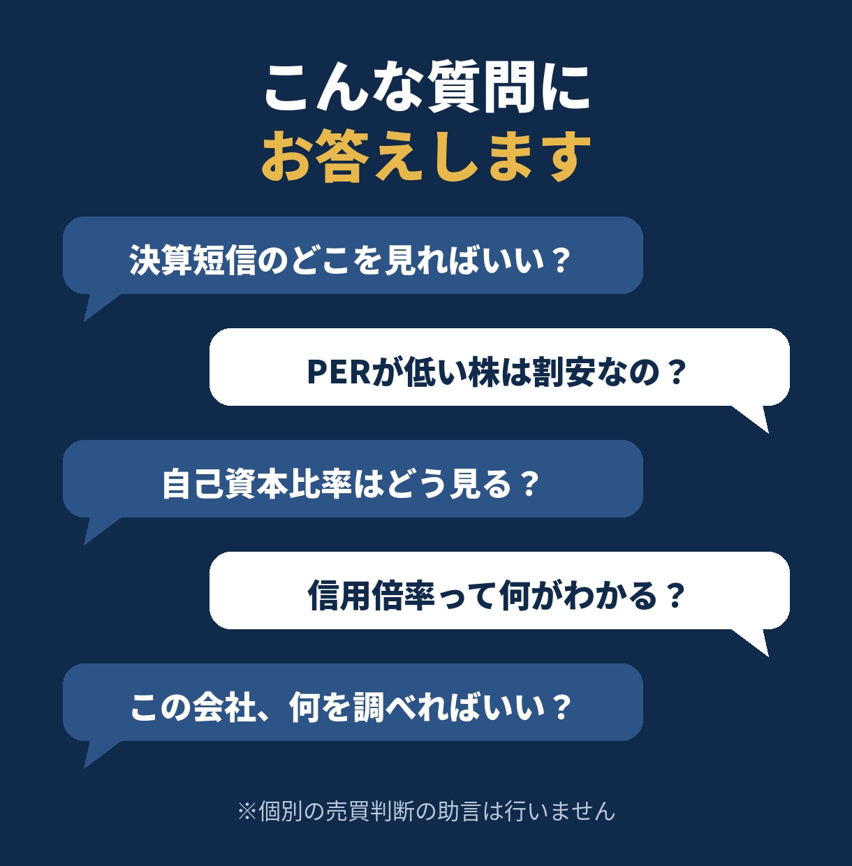 株の分析方法についての質問にテキストで答えます 電話は苦手な方へ。決算・財務・需給の見方をメッセージで解説 イメージ3