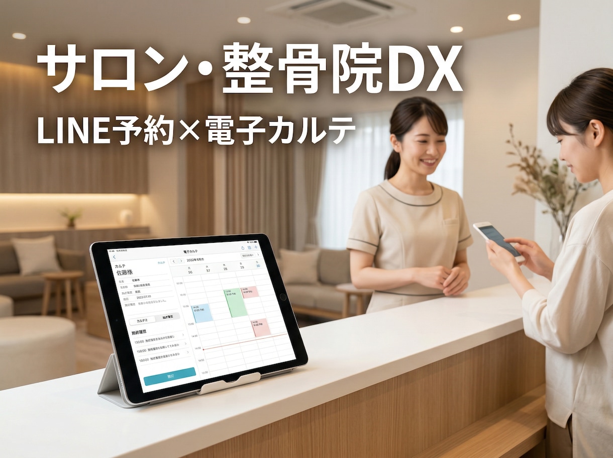 LINE×Webでサロン・整骨院システム構築します 顧客はLINE予約、店舗はWebカルテ。業務を劇的に改善 イメージ1