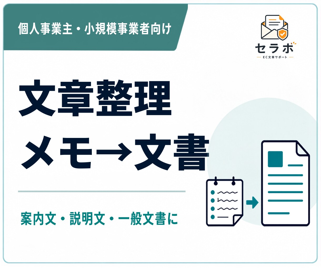 メモや箇条書きを伝わる文章に整えます 下書き・要点整理から使える文書へまとめます イメージ1