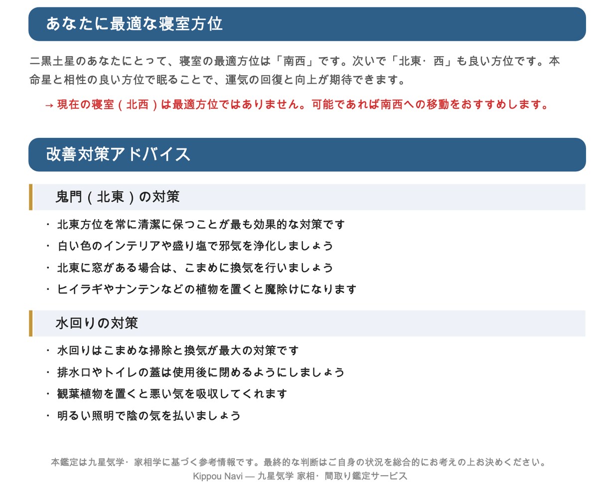 九星気学で間取りの家相を鑑定します PDF鑑定書付き 鬼門チェックで住まいの吉凶を判定 イメージ4
