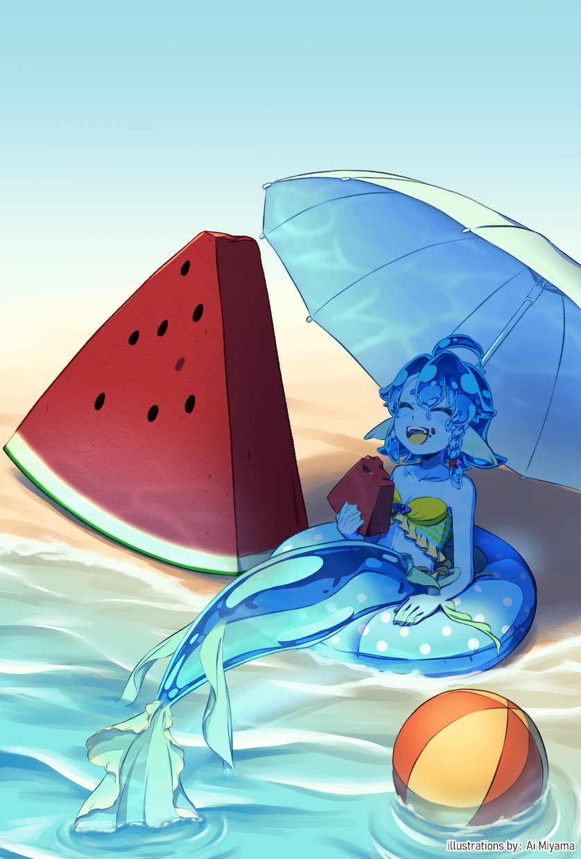 活動者さん向け！夏っぽいイラスト描きます 水中・水着・人魚化等…夏のグッズやおはV・おやVなどに☆ イメージ4