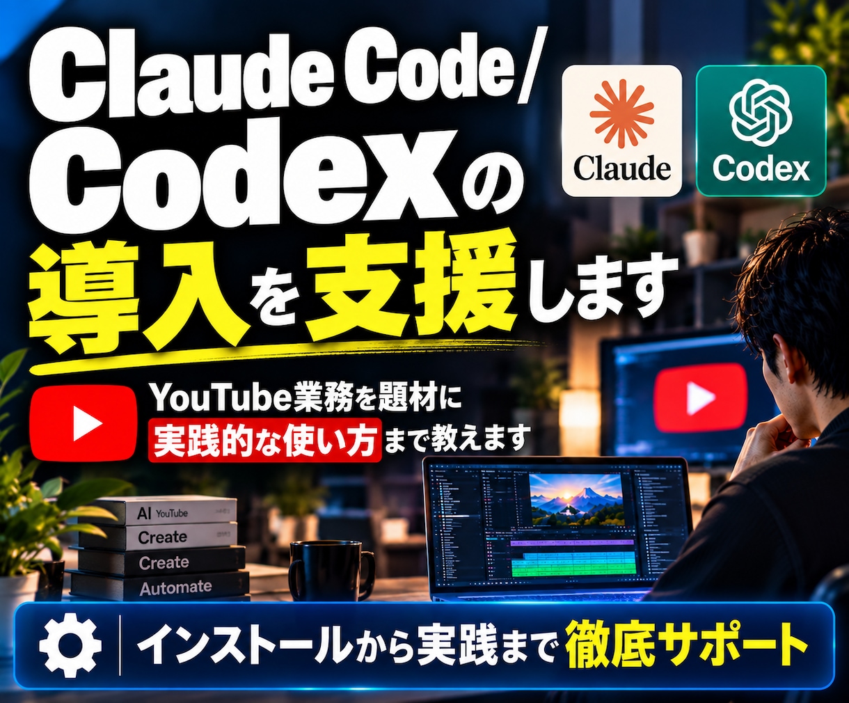Claude Code/Codex導入を支援します YouTube業務を例に実践的な使い方まで教えます イメージ1