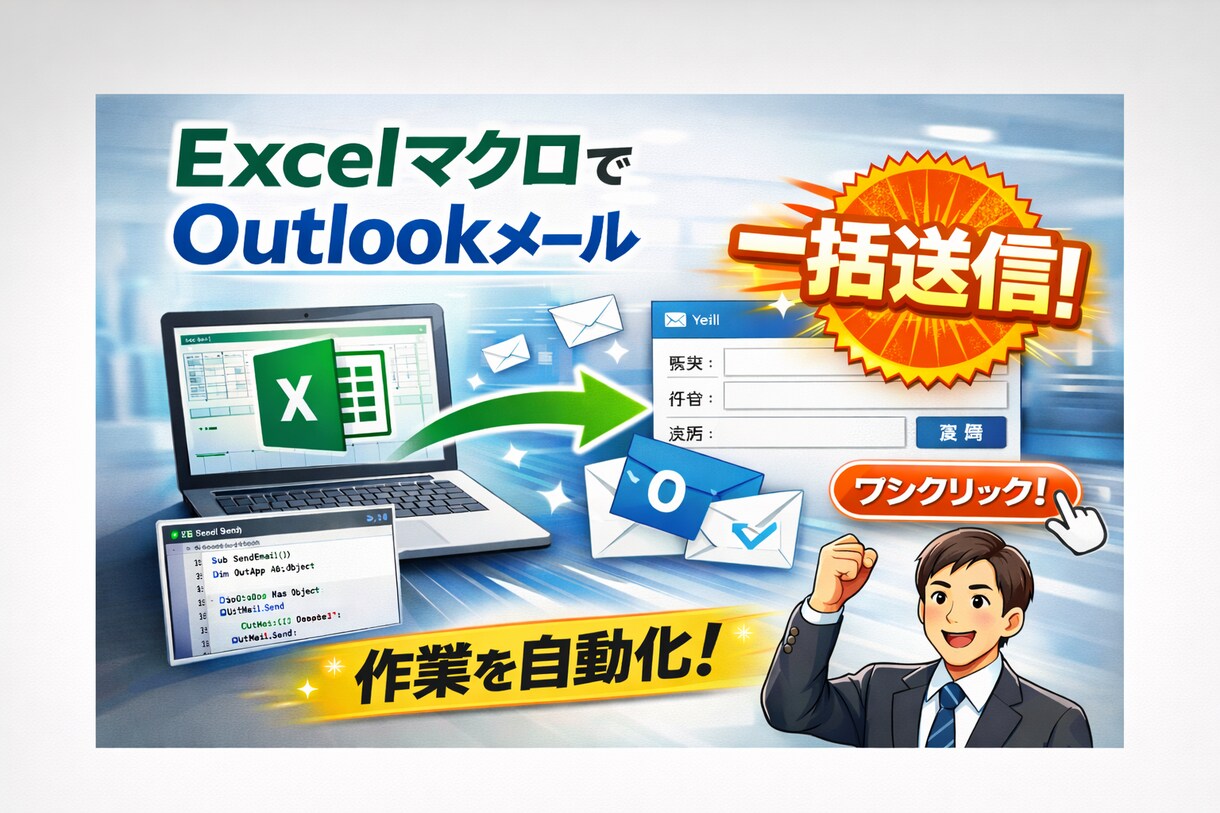 すぐ使える一括メール送信ツール提供します 地獄の様な数時間の単純作業が数秒へ改善されます。 イメージ1