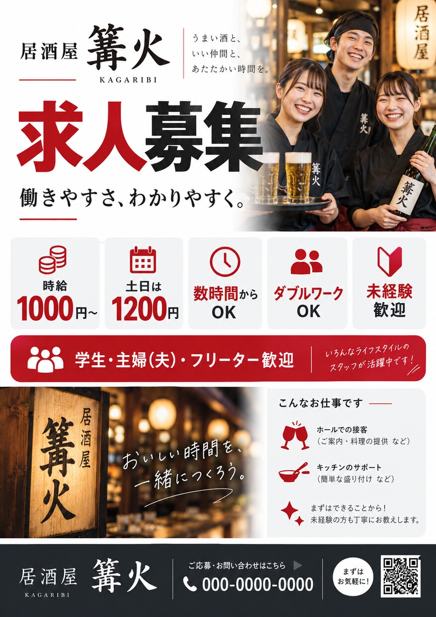 求人募集文とチラシ画像を作成します お店の情報を送るだけ！文章と画像をまとめて作成 イメージ3