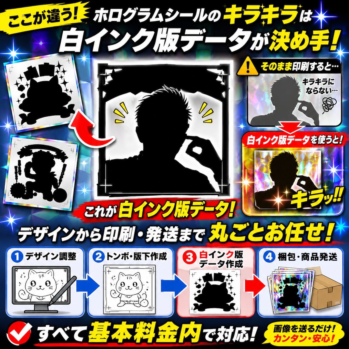 AI画像イラストもOK!ホログラムシール制作します ◆印刷用データ作成・ホログラム印刷・発送まで完全お任せ!◆ イメージ3