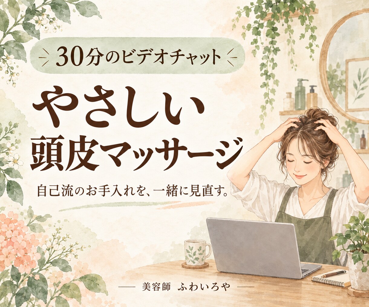 薄毛・抜け毛が気になる方に頭皮マッサージ教えます 30分のビデオ相談｜動きを見ながら学べる頭皮ケア イメージ1