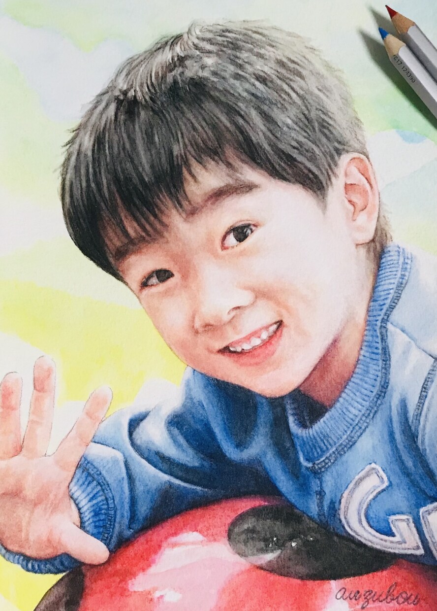 水彩色鉛筆で似顔絵などお描きします お誕生日や記念日のお祝い、インテリアにおススメです。 イメージ1