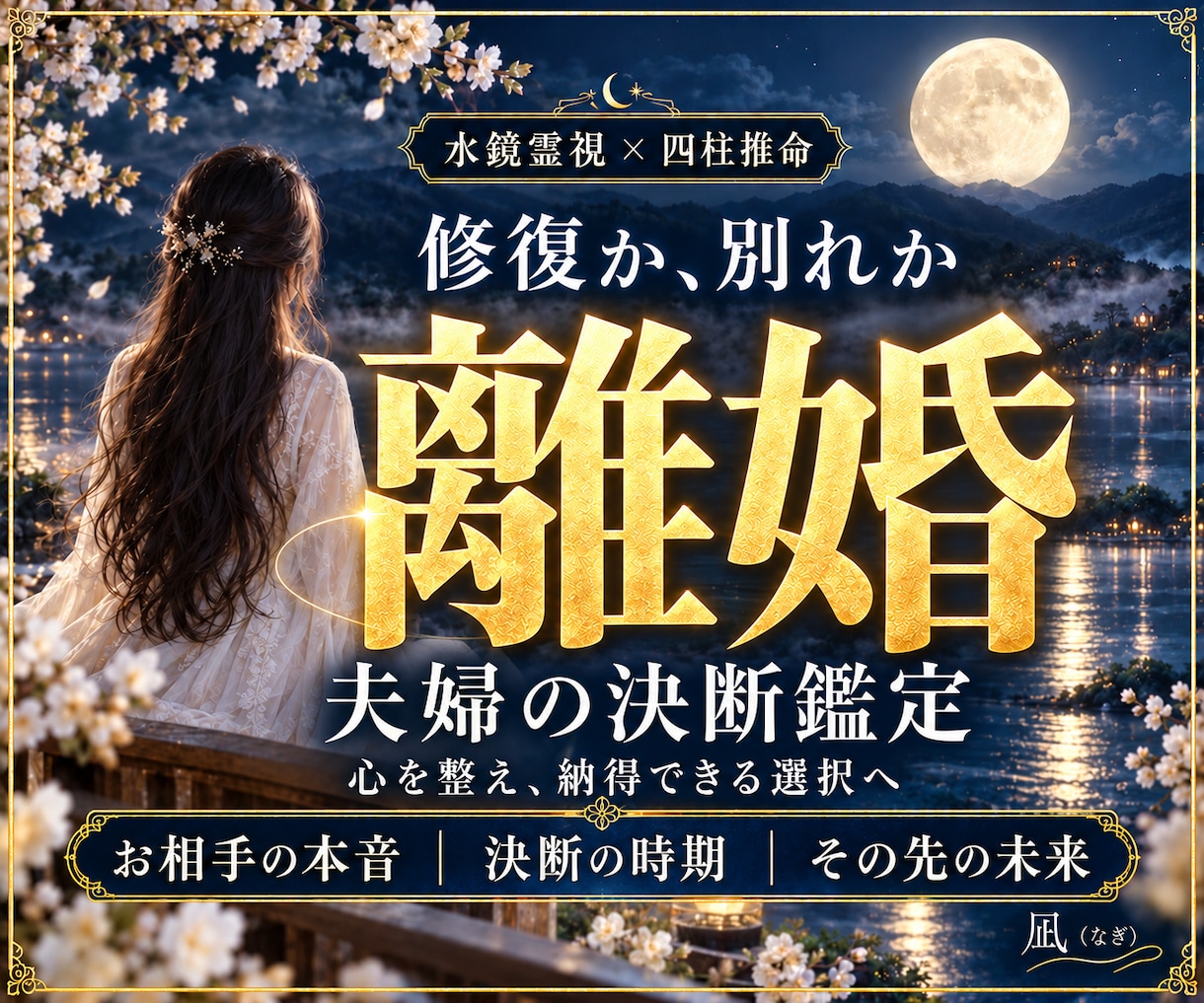 離婚・夫婦の決断◆運気の周期から導く真実を視ます 霊視×四柱推命で未来を紐解く◇心を凪がせる決断の鑑定書 イメージ1
