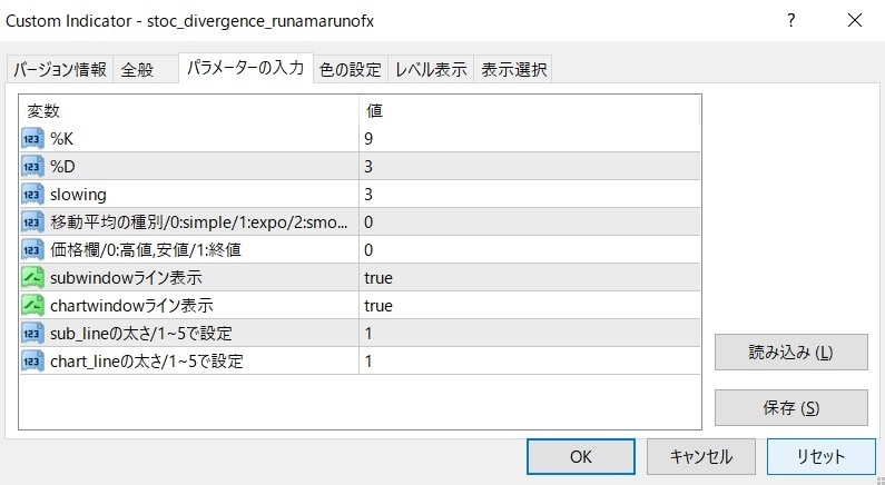 ストキャスのダイバージェンスでラインを表示します ストキャスのダイバージェンスでラインを表示するインジケーター イメージ1