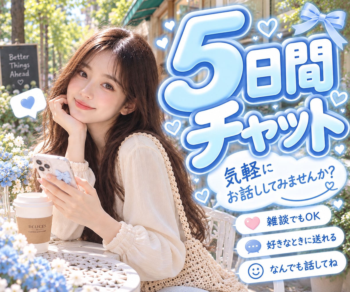 5日間たっぷりチャットでお話ききます 第3のパートナーになります！気軽にチャット送ってください♪ イメージ1