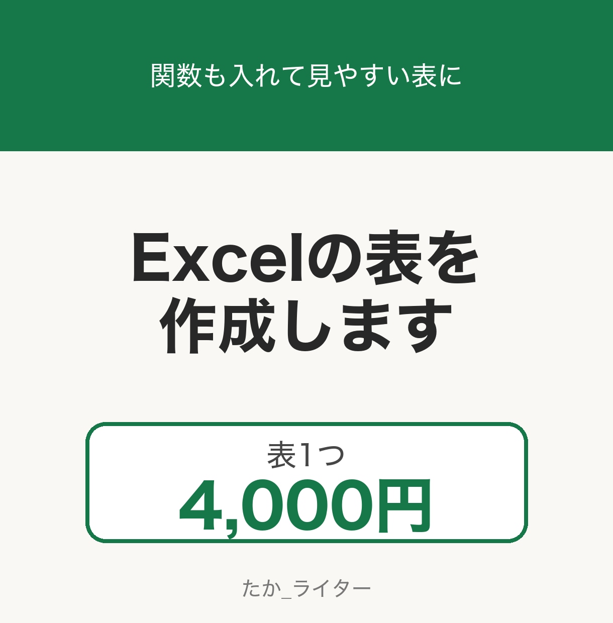 Excelの表を4千円で作成します 合計などの関数も入れて、見やすい表に仕上げます イメージ1