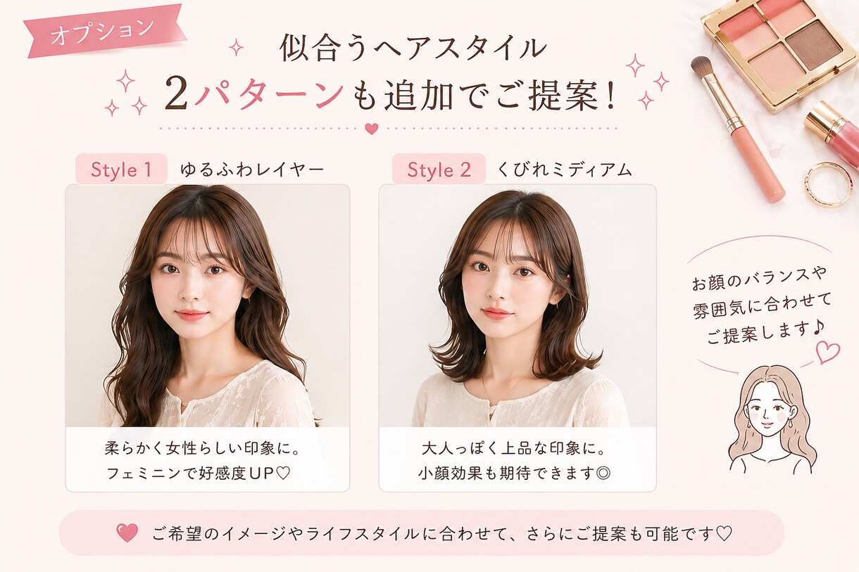 写真から似合うメイクを丁寧にご提案します 現役ヘアメイクが文章と図解でアドバイス イメージ2