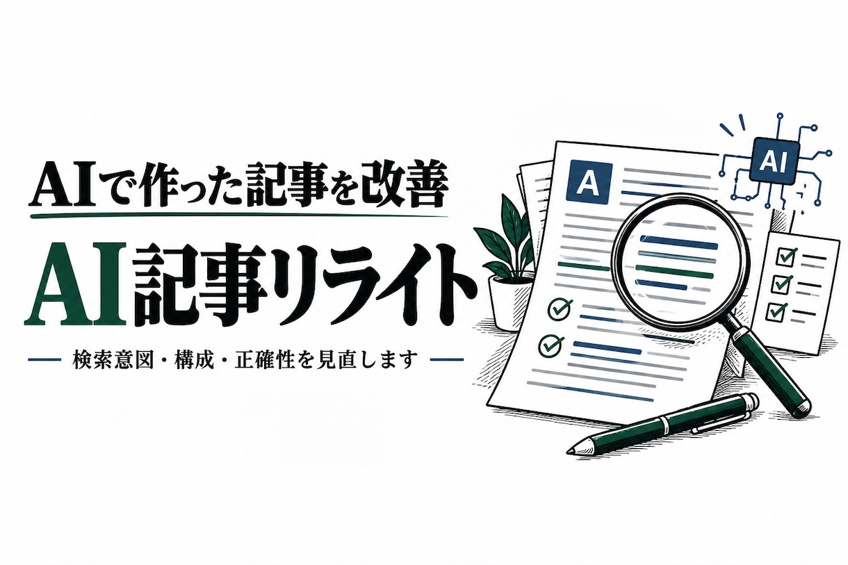AI量産記事を上位化を目指せる品質にリライトします 検索意図と構成を見直し読まれる記事へ改善 イメージ1