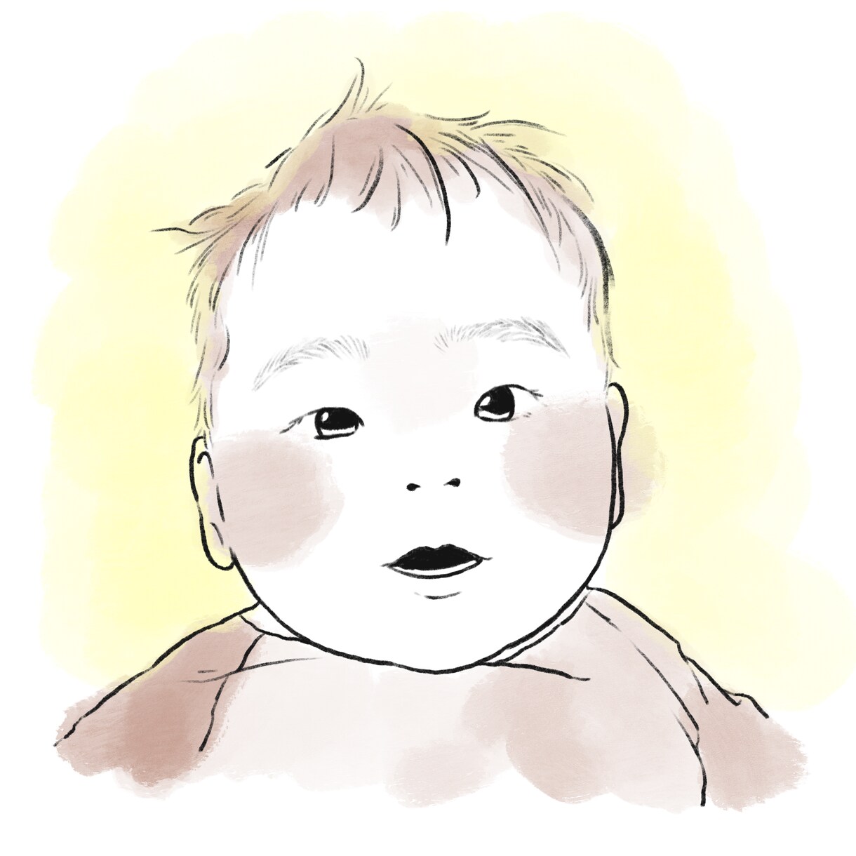 赤ちゃんの似顔絵イラストを描きます 3ヶ月〜12ヶ月の赤ちゃんのふんわり似顔絵！データ納品です！ イメージ4