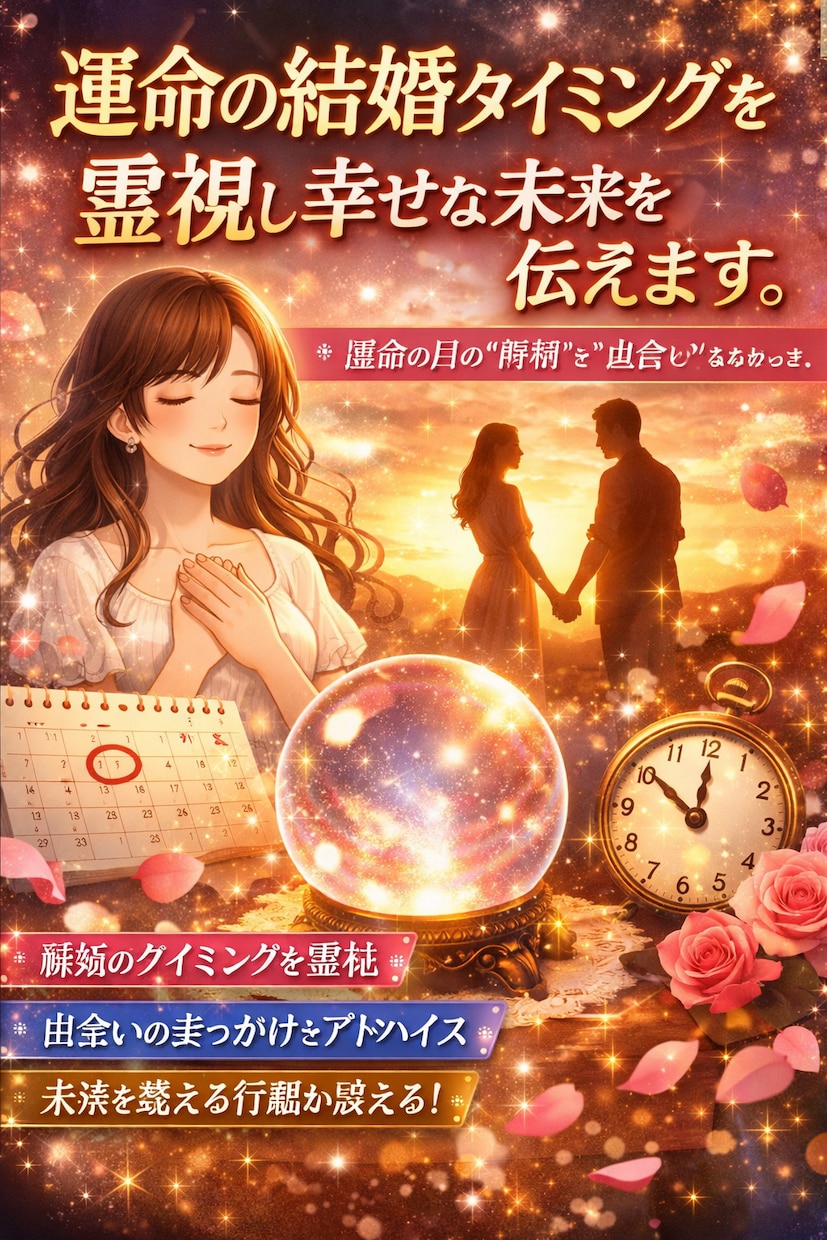 運命の結婚タイミングを霊視し幸せな未来を伝えます いつ？の不安を具体的な時期のヒントと行動指針に変える結婚鑑定 イメージ1