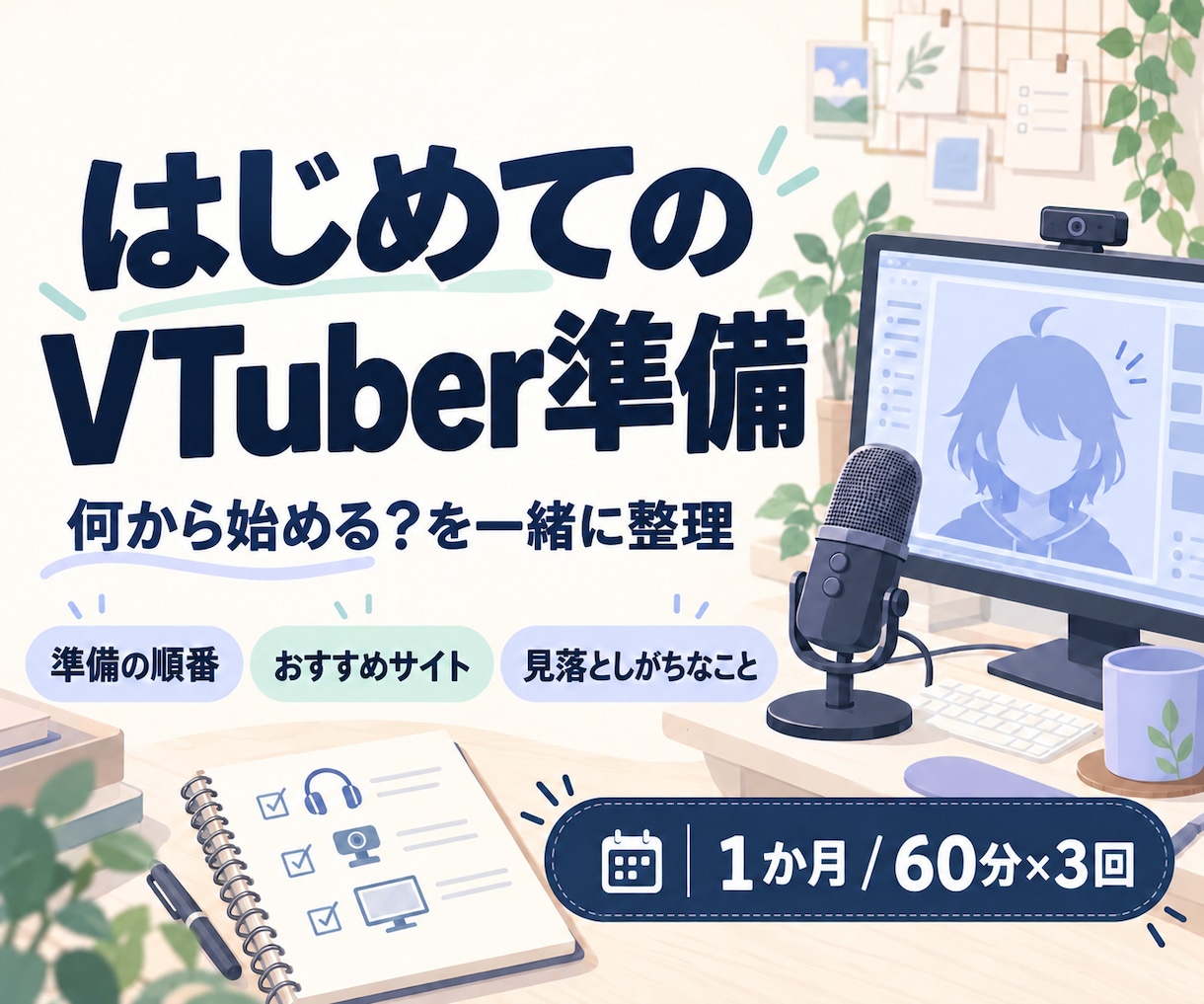 VTuberを始めたい方の準備を手伝います 先に何をやっておくべきか全体像をお伝えします。 イメージ1