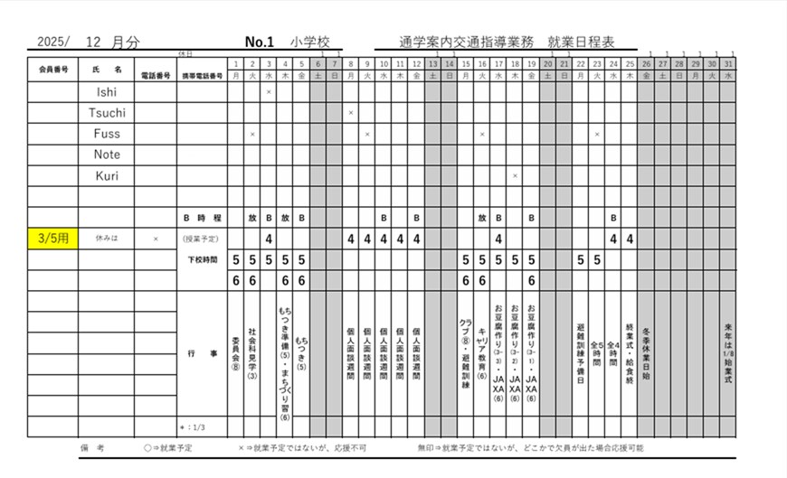 従業者の予定表作成に、ChatGPTを利用できます 個人予定も考慮した複数人予定表の作成に悩んでいませんか？ イメージ1