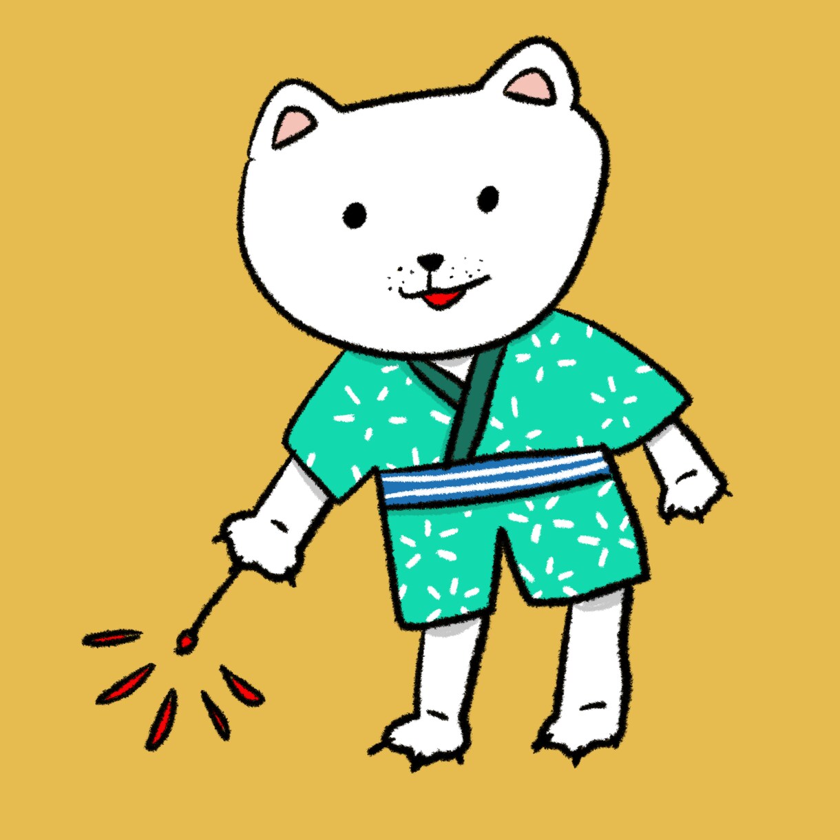 いぬの擬人化キャラのイラスト完成品を販売します いぬのトムくんが花火をしています イメージ1