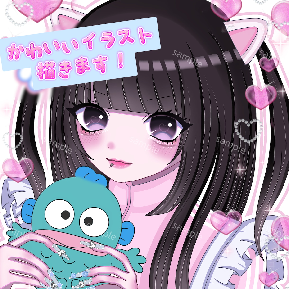 SNS用アイコン・動画用イラスト・夢絵描きます 地雷系・病みかわいい系のイラストが得意です！ イメージ1