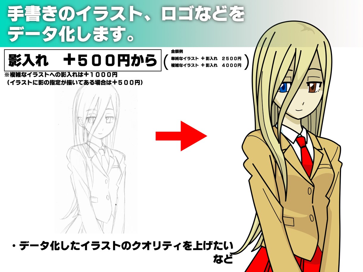 あなたのイラスト、ロゴをデータ化します イラストソフトがない、いつまでもデータで残したい絵がある人へ イメージ4