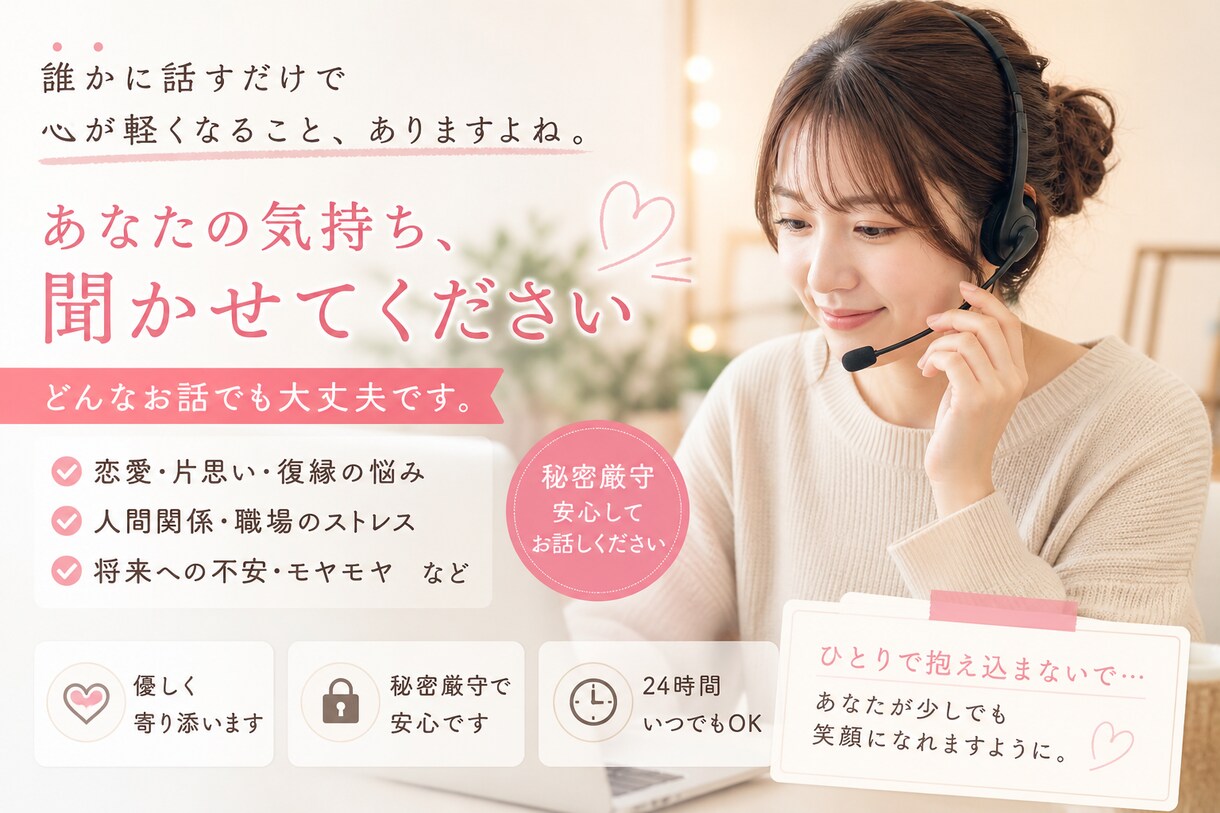 私でよければお話し聞きます 辛い時悲しい時寝れない時に。どんな事でもどうぞ。 イメージ1