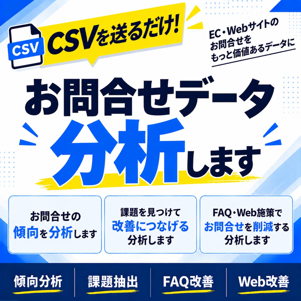 問い合わせデータを分析し改善ポイントを見つけます CSVを送るだけ！問い合わせ分析・FAQ・Web改善を提案 イメージ1
