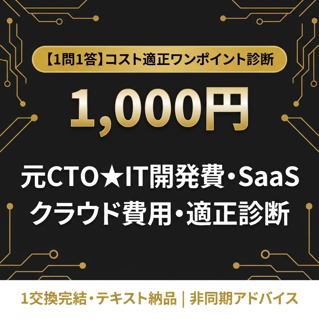 元ＣＴＯ★ＩＴ開発・クラウド費を診断します 開発費やクラウド月額の過剰発生をテキスト１通で即判定 イメージ1