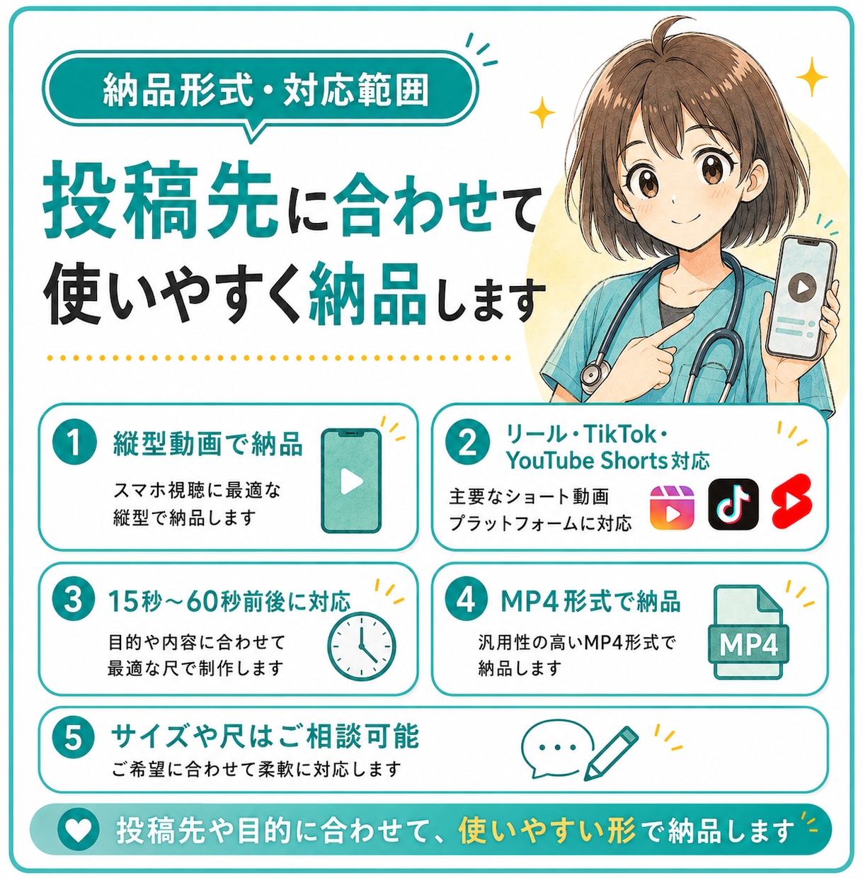 医療・教育・ビジネス系のショート動画を編集します 専門的な内容も伝わる動画に整えます イメージ8